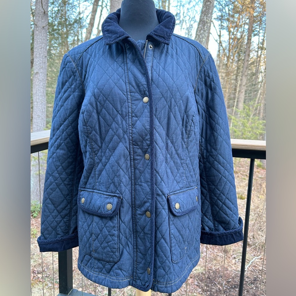LL Bean Quilted Cotton Denim Jacket Large